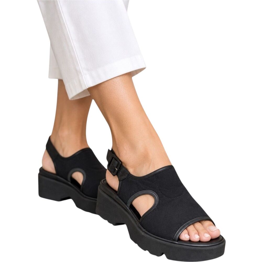 Thierry Rabotin Black Platform Lug Sole Slingback Sandals EU 39.5 US 9